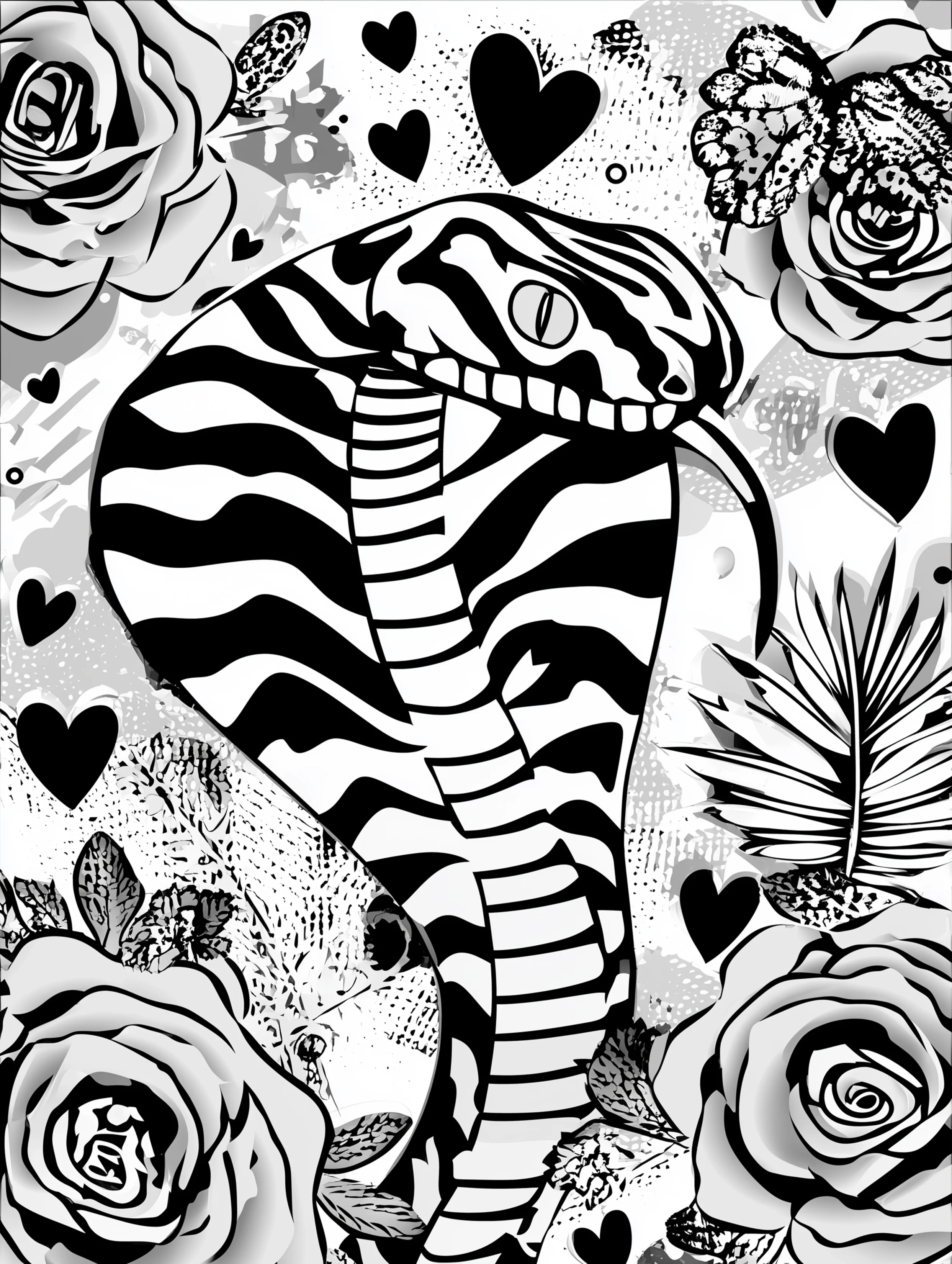 Free printable zoo coloring sheet featuring a cobra snake